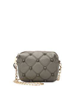 Empress Stud Quilted Faux Leather Crossbody Bag, Dove   Deux Lux