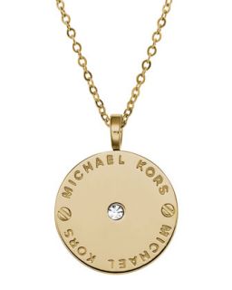 Logo Disc Necklace, Golden   Michael Kors   Gold