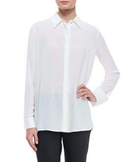 Womens Long Sleeve Collared Blouse, White   THE ROW   White (X SMALL)