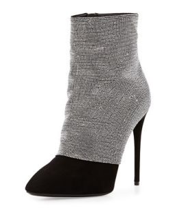 Strass and Suede Ankle Boot   Giuseppe Zanotti   Nero (38.5B/8.5B)