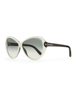 Valentina Acetate Cat Eye Sunglasses, Ivory/Black   Tom Ford   Ivory