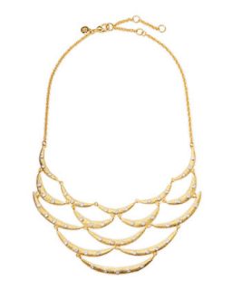 Crystal Studded Scalloped Bib Necklace   Alexis Bittar   Gold