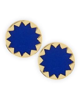 Sunburst Button Stud Earrings, Cobalt   House of Harlow   Blue