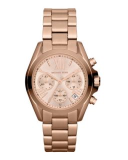 Mid Size Rose Golden Stainless Steel Bradshaw Chronograph Watch   Michael Kors  