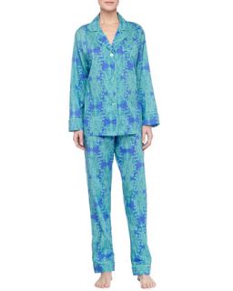 Womens Royalty Paisley Print Voile Pajama Set, Blue/Green   Bedhead   Blue
