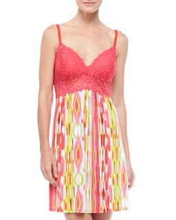 Womens Sulu Lace Top Printed Chemise   Josie   Multi colors (LARGE)