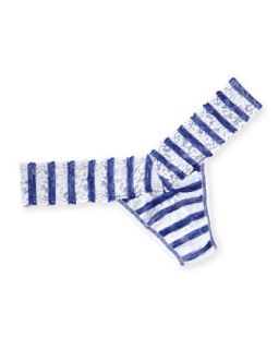 Womens Low Rise Sailor Stripe Thong   Hanky Panky   White/Blue (ONE SIZE)