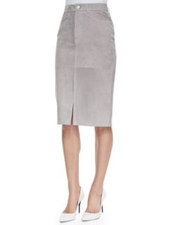 Womens Suede Pencil Skirt, Gray   Victoria Beckham Denim   Gray (10 (US 6))