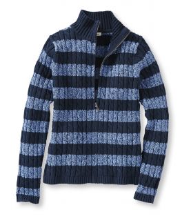Double L Cotton Sweater, Zip Cardigan Stripe