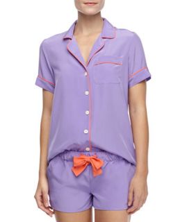 Womens Belle Silk Short Pajamas, Purple   Three J New York   Purple (X LARGE)