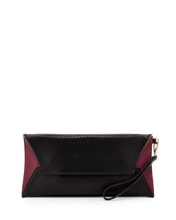 Issa Perforated Leather Clutch Bag, Black/Wine   rian