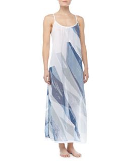 Womens Batiste Geometric Print Long Gown, Shattered Quartz   Donna Karan  