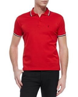 Mens Tipped Pique Polo, Red   Saint Laurent   Red (X LARGE)