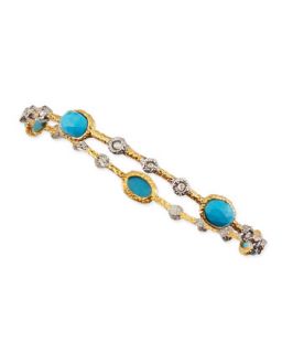 Elements Golden Lace Bangle with Turquoise   Alexis Bittar   Turquoise/Blue