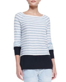 Womens Colorblock Striped Sweater, Coastal   Vince   Coastal combo (MEDIUM)