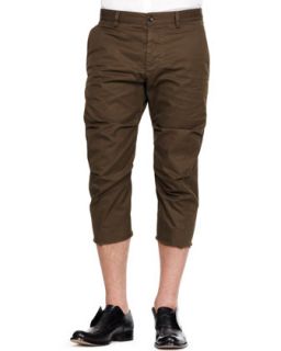 Mens Twill Cropped Cutoff Pants   Dsquared2   Military green (50)