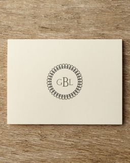 50 Circle Monogram Folded Notes with Personalized Envelopes