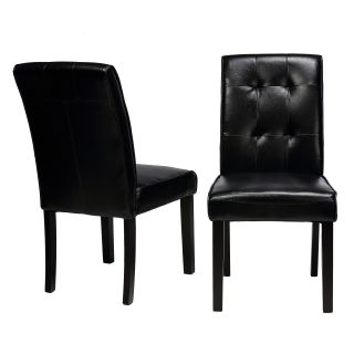 Cortesi Home Black Faux Leather Dining Chair (set Of 2)