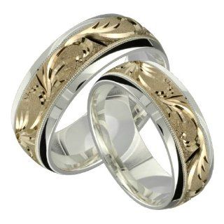 Florenza   Stunning Two Tone Comfort Fit Wedding Band for Him & Her Custom Made Choose your Size. Alain Raphael Jewelry
