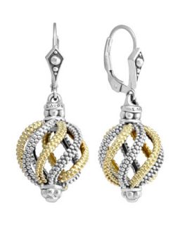 Silver & 18k Gold Soiree Circular Swirl Drop Earrings   Lagos   Silver/Gold