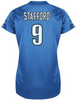 NFL Womens Detroit Lions Matt Stafford Draft Him II Short Sleeve Raglan V Neck Tee (Sport Blue/White/Stone Gray, X Large)  Sports Fan T Shirts  Clothing