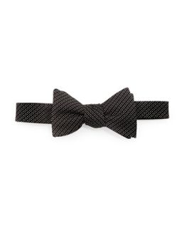 Mens Textured Check Neat Bow Tie   Black