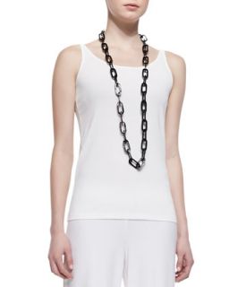 Womens Silk Jersey Long Slim Camisole   Eileen Fisher   Soft white (MEDIUM