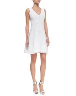 Womens Textured Knit Sleeveless Flared Dress   Milly   White (MEDIUM)