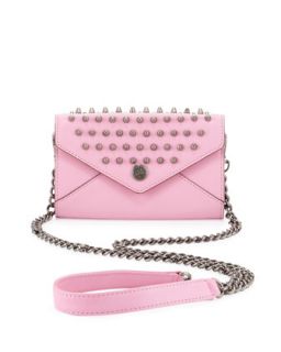Studded Mini Wallet on a Chain, Pale Pink   Rebecca Minkoff   Pale pink