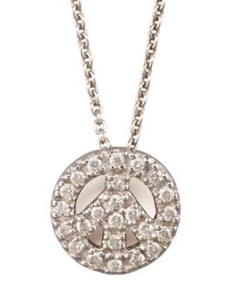 Pave Peace Sign Necklace   Roberto Coin   White gold