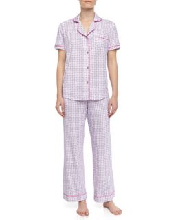 Womens Bella Square Dot Print Pajamas, Lilac/Pink   Cosabella   Lilac/Pnk trim