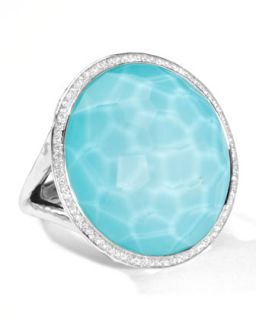 Stella Large Lollipop Ring in Turquoise Doublet with Diamonds, 0.32   Ippolita  