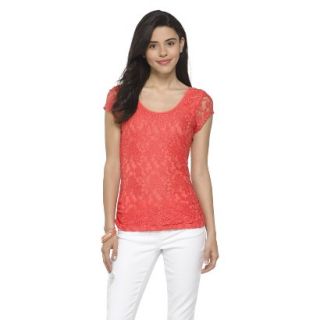 Juniors Lace Top   Hot Coral S