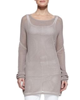 Womens Mesh Inset Oversize Tee, Clay   Vince   Clay (SMALL)