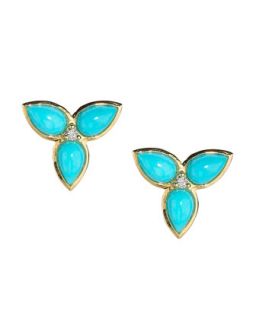Mariposa 18k Gold Mini Turquoise Earrings   Elizabeth Showers   Turquoise (18k )