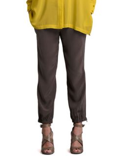 Womens Silk Cargo Cropped Pants   Eileen Fisher   Black (MEDIUM (10/12))