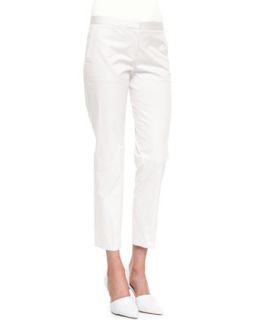 Womens Summer Twill Cropped Pants, White   Theory   Optic white (8)