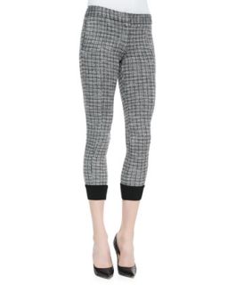 Womens Knit Check Print Slim Leg Pants   Thakoon Addition   Black/Ivory (0)
