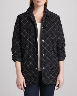 Womens Quilted Silk Barn Jacket   Go by Go Silk   Black (X SMALL (0/2))