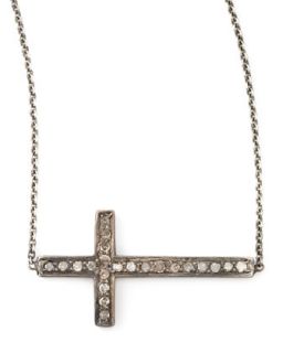 Pave Diamond Cross Necklace   Zoe Chicco   Silver