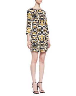 Womens Printed 3/4 Sleeve Dress   Just Cavalli   Black/Gold (42)