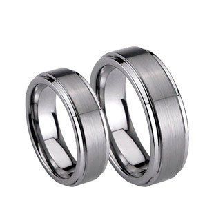 (2) Ring Set 8mm His & 6mm Hers Matte / StepEdge Tungsten Carbide Engagement Wedding Bands (Available Sizes 5 15 Including Half Sizes) Jewelry