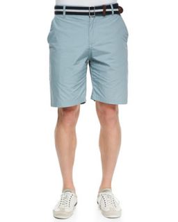 Mens Flat Front Paper Twill Shorts, Turquoise   WRK   Turquoise (38)