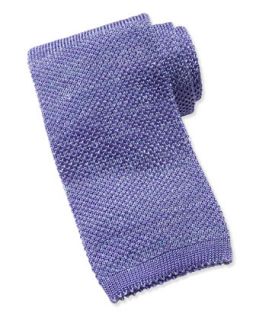 Mens Wool/Silk Knit Tie, Purple   Isaia   Purple