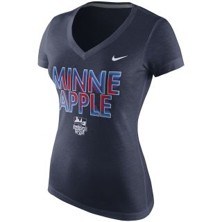 NIKE Womens Minnesota Twins Minne Apple Local Navy V Neck Short Sleeve T 