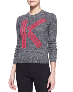Womens K Kenzo Intarsia Knit Top   Anthrcte/Hot pink (X LARGE)