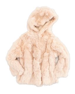 Rex Hooded Fur Coat, Pink   Adrienne Landau
