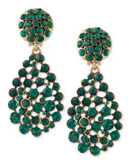 Bold Pear Cut Cluster Drop Clip On Earrings, Emerald Green   Oscar de la Renta  