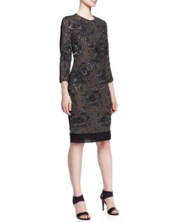 Womens Floral Jacquard Combo Dress   No.21   Olive/Black (44/8)