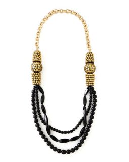 Black Onyx Multi Strand Necklace, 40   Devon Leigh   Black